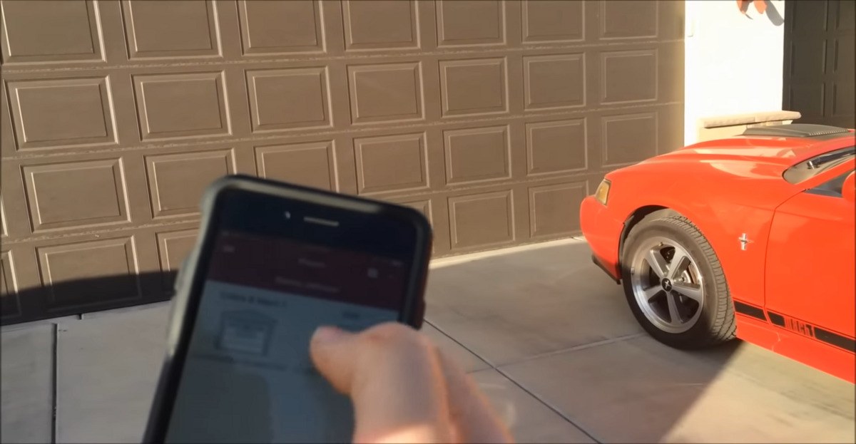 open garage door with iphone