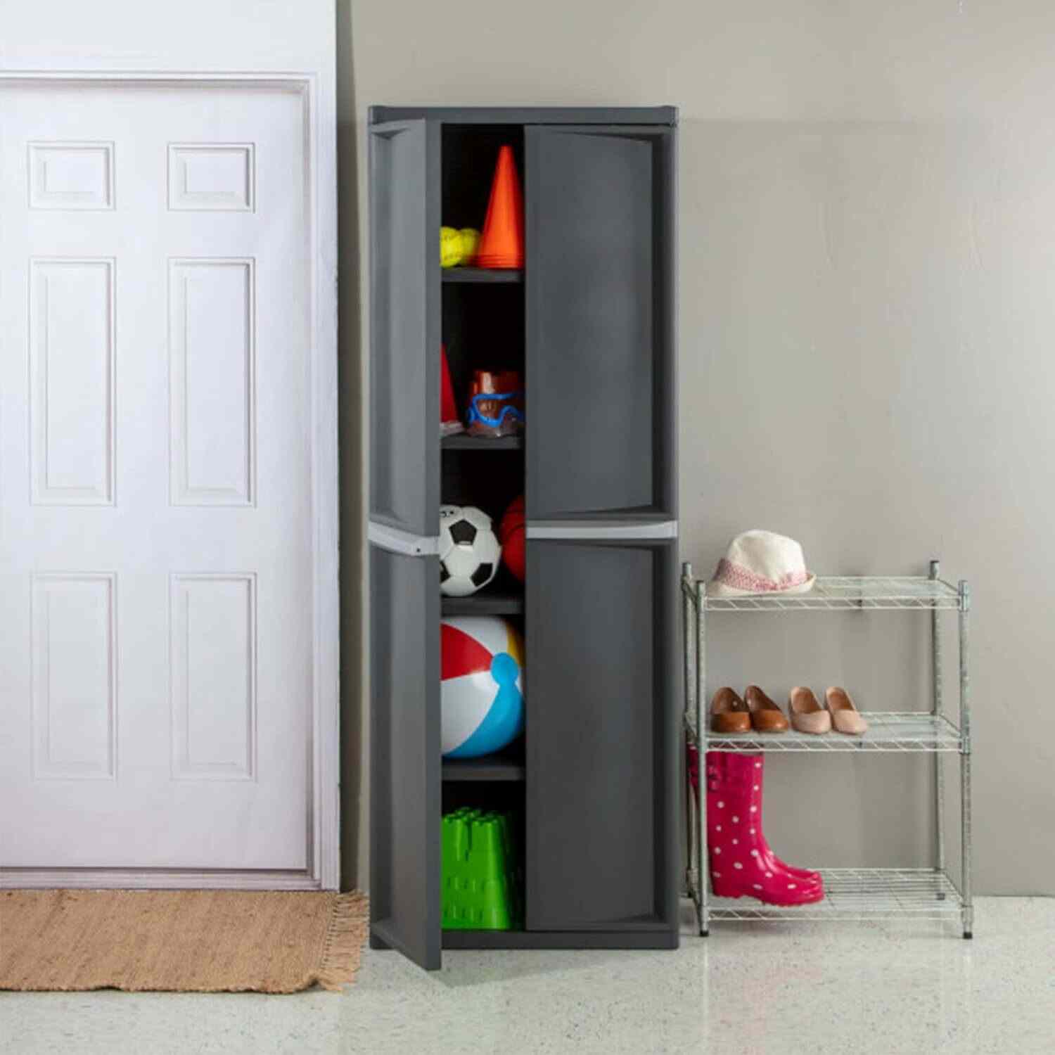 Sterilite Adjustable 4 Shelf Storage Cabinet